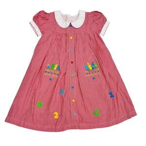 NWT Cotton Kids 6X Gingham ABC Dress
